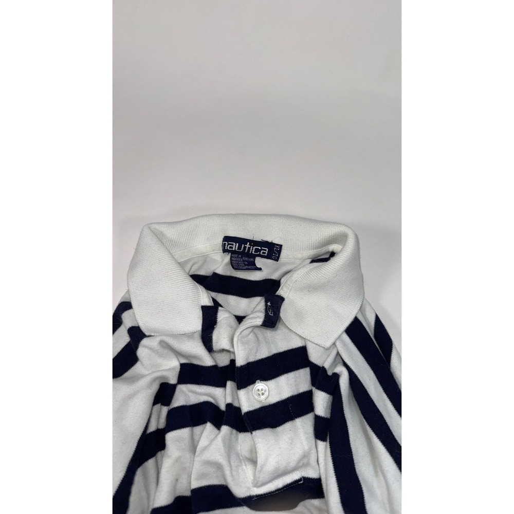 Nautica Long Sleeve Shirt Mens Super Soft XL Cotton Vintage 90s Striped Polo - Picture 7 of 8